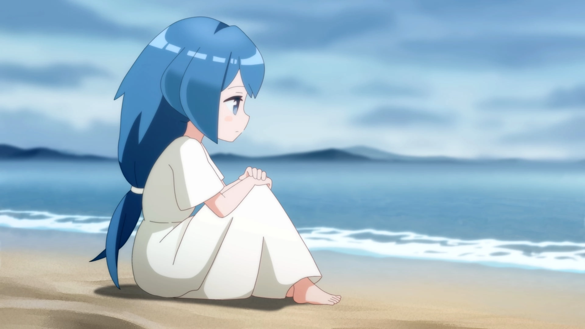 Artwork of The Girl Who Couldn't Cry: Serena looks at the sea horizon.